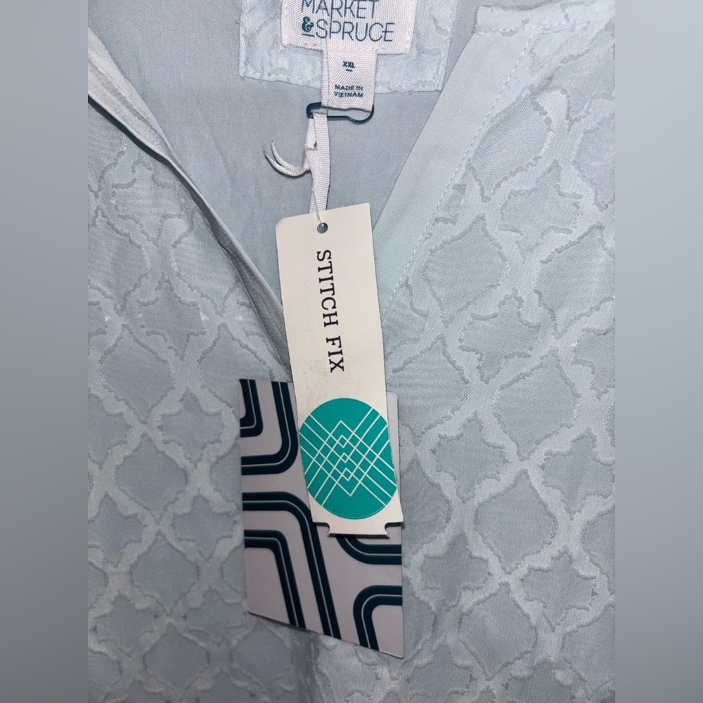 Market & Spruce sleeveless V-neck blouse, Light Blue, Size XXL - Picture 8 of 14